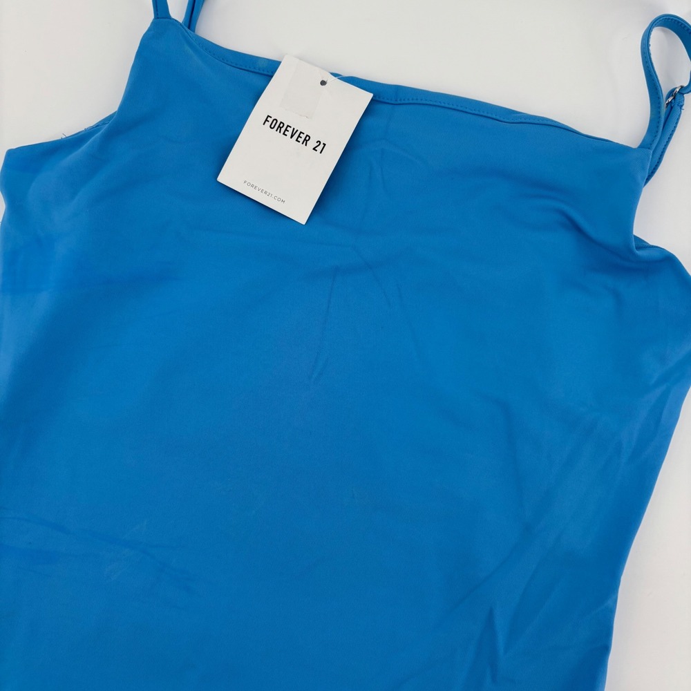 Forever 21 Bodycon Dress Women Medium Blue New Adjustable Spaghetti Strap‎ Mini